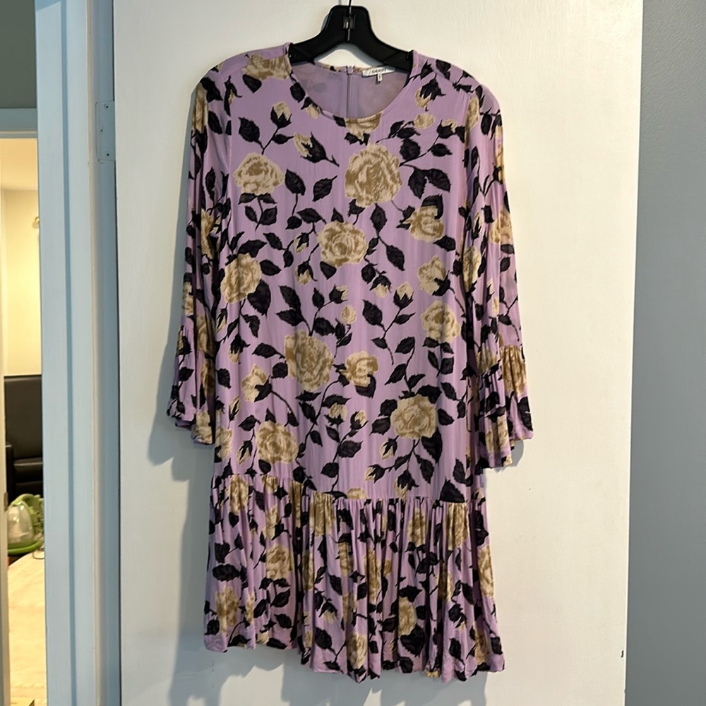 Ganni purple floral dress